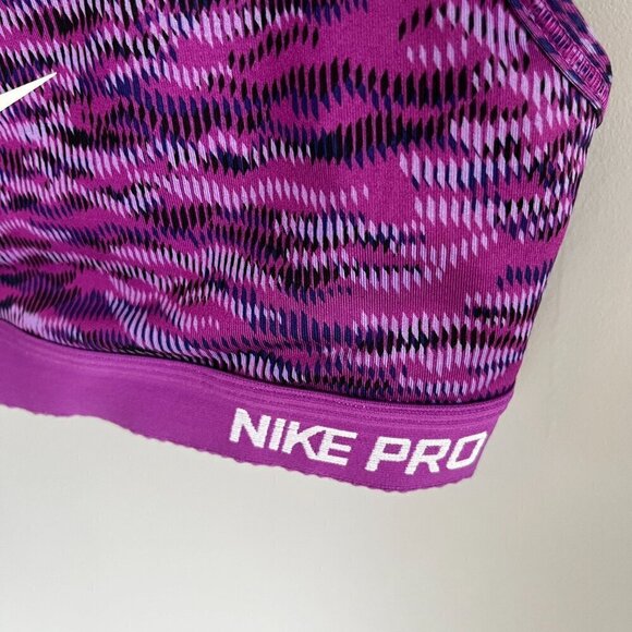 NIKE PRO Sports Bra Purple Patterned Size Small Racer Back Workout Sporty - Picture 3 of 7